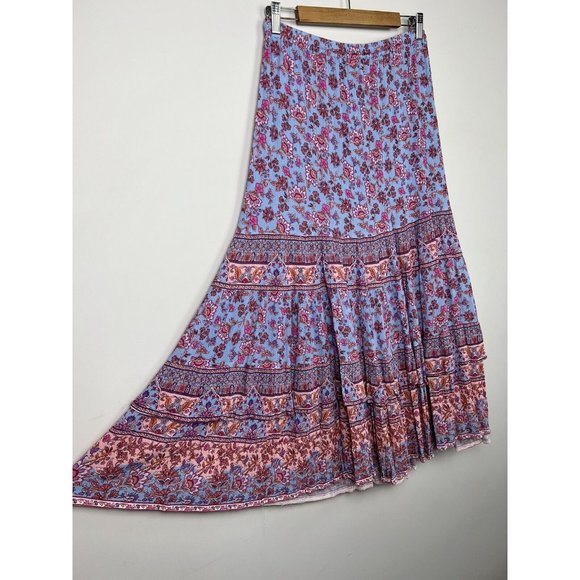 Arnhem Christina Maxi Skirt Pink Iris Floral Tiered Boho Peasant Spell Size M 12 - Picture 7 of 15